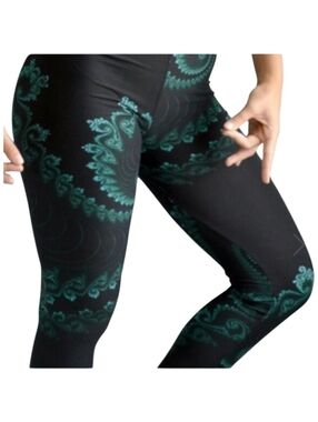 LEGGINGS DEPOT Green & Black Print Full Length Leggings Size 18 NWT